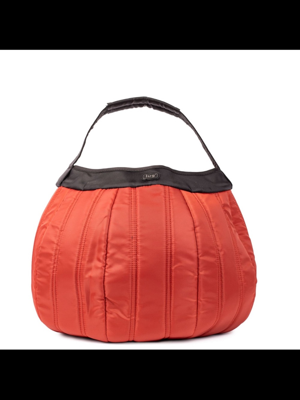 NWT: LUG PUMPKIN TOTE- orange with love stripe black interior - REVERSIBLE